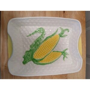 Vintage Porcelain Serveware White Platter Plate Shafford Corn On Cob Japan Dish